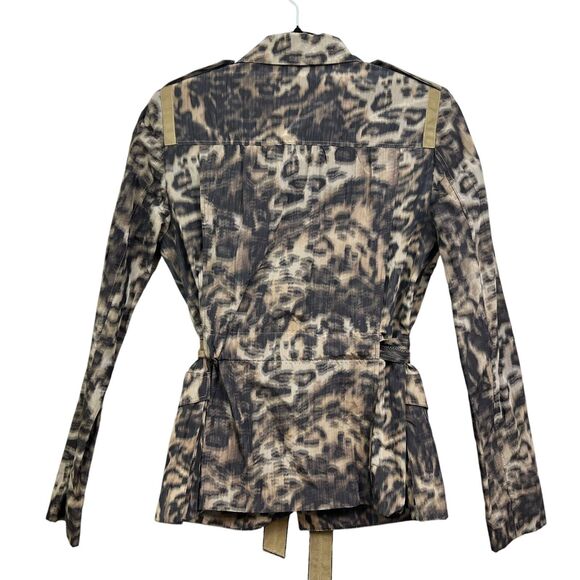Elie Tahari‎ Womens Jacket Animal Print Lightweight Belted Lined Flap Pockets XS - Picture 5 of 6